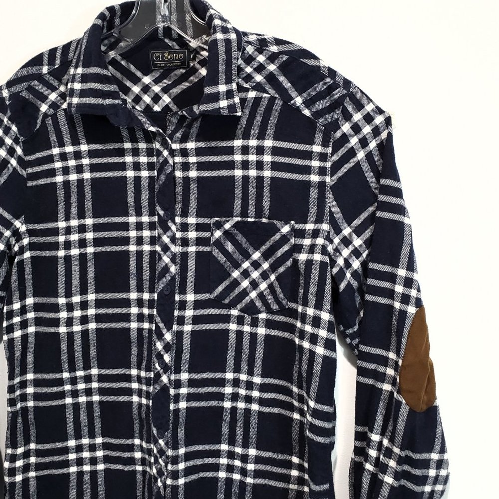 Ci Sono Button Up Plaid Flannel Top Size M